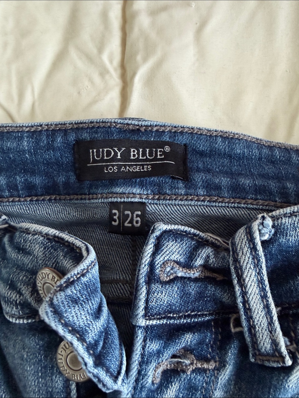 Judy Blue Distressed Boyfriend Jeans in Light Wash Blue - Picture 2 of 6